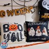 Hongsome Ghost Halloween Decor-Throw Pillow Covers 18x18 in Set of 4,Spooky Gothic Linen Pillow Case for Couch Fall Christmas Holiday Outdoor Burnt Orange Black White Decorations