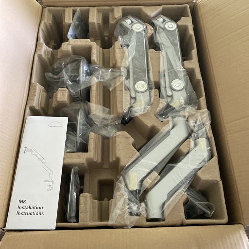 2 Pack Humanscale M8 Monitor Arms Silver/Gray Desk Clamp Mount