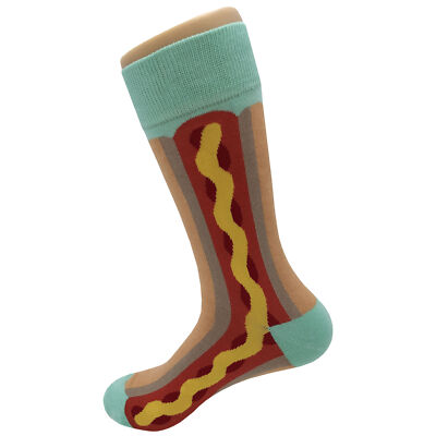 NWT Big Hot Dog Dress Socks Novelty Men 8-12 Multicolor Crazy Fun Sockfly