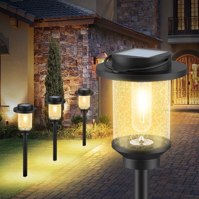 Solar Powered 4 Pack Led High Lumen Outdoor Walkway Lights Solar