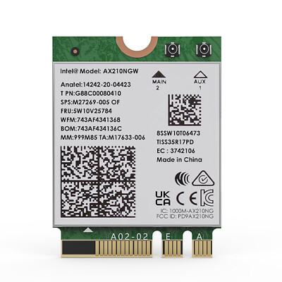 WiFi6E Wireless Card Intel AX210 Tri-Band 5400Mbps Network Adapter Bluetooth 5.3