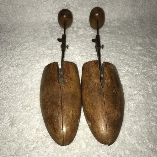Vintage Wood Iron Shoe Form Tree Stretchers Antique Patent Date Feb 12 1924 Rare