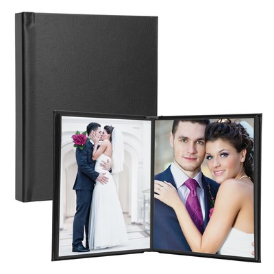 8'' x 10'' Black Leather Self-Stick Photo Album - Holds 20 Photos