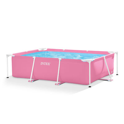 Intex 86'' x 23'' Outdoor Rectangular Frame Above Ground Swimming Pool, Pink