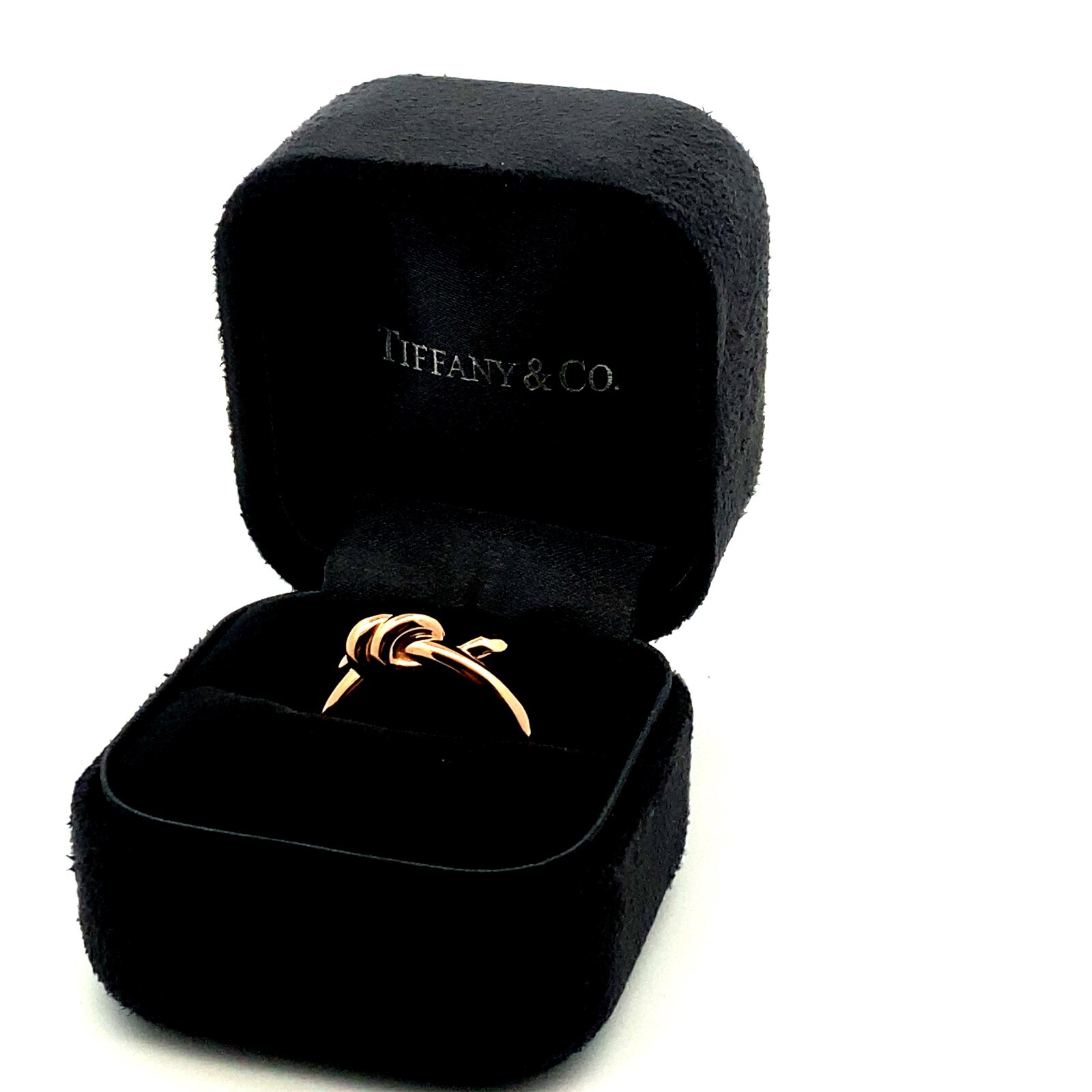 Tiffany & Co Knot Double Row Ring 18k Rose Gold Womens Ladys