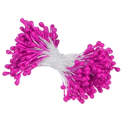 150-Pack 3mm Mini Double Heads Artificial Flower Stamen Pistil [Rose Red]