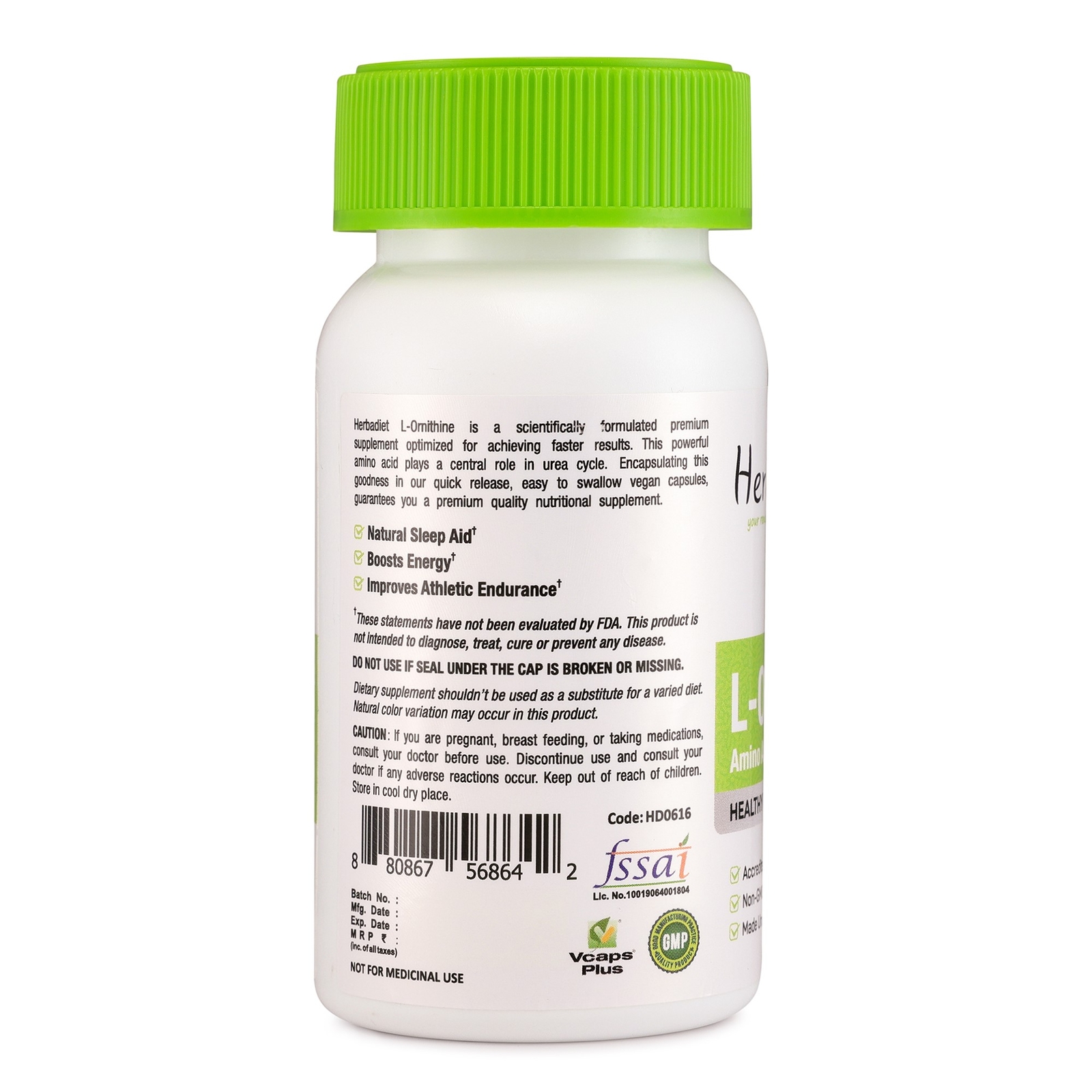 L-Ornithine Capsules Protein Metabolism Boosts Energy Sleep Aid Cardio Health - Picture 3 of 4