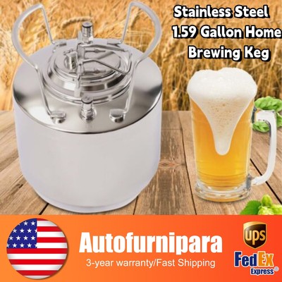 Stainless Steel 1.59 Gallon Mini Ball Lock Keg System For Batch Home Brewing