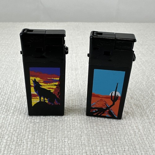 Set Of 2 Scripto Marlboro Cigarettes - Vintage Coyote Desert Disposable Lighters
