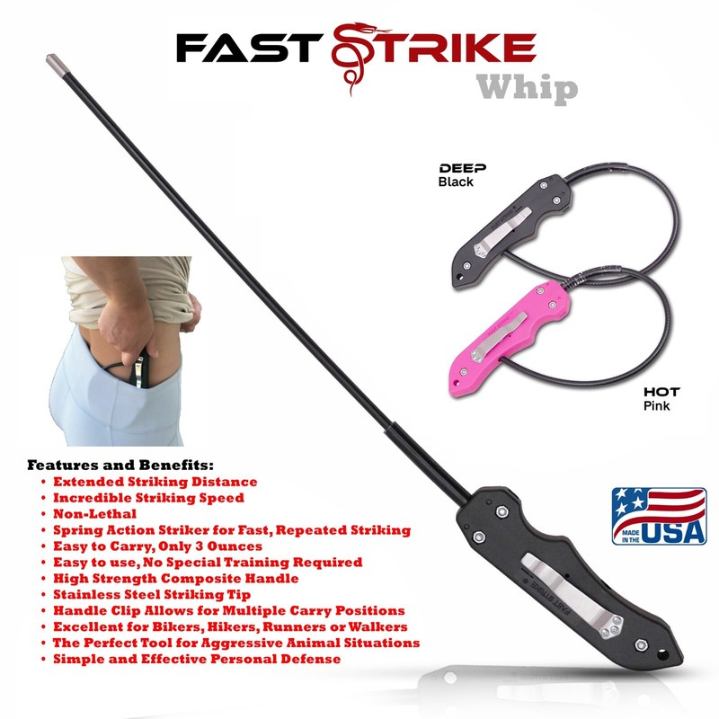 EDC Tactical gear Self Defense Whip Non-lethal BLACK Fast Strike