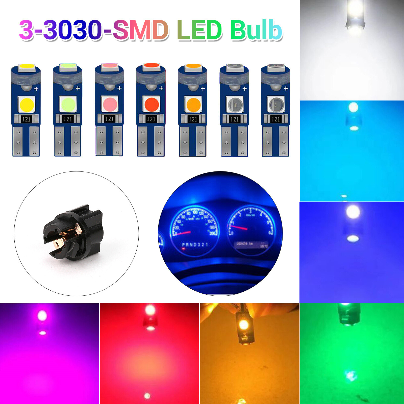 5-20Pcs T5 74 3-SMD LED Instrument Panel Dash Dashboard Gauge Light Bulb W3W 37