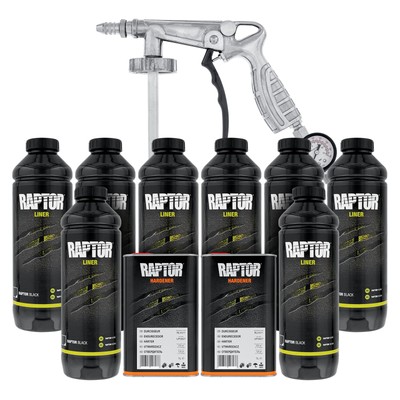 U-POL Raptor Black Urethane Spray-On Truck Bed Liner Spray Gun, 8 Liters