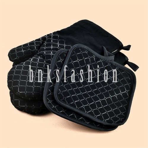 6Pcs Silicone Oven Mitts Pot Holders Kitchen Cooking Gloves Pinch Heat Resistant