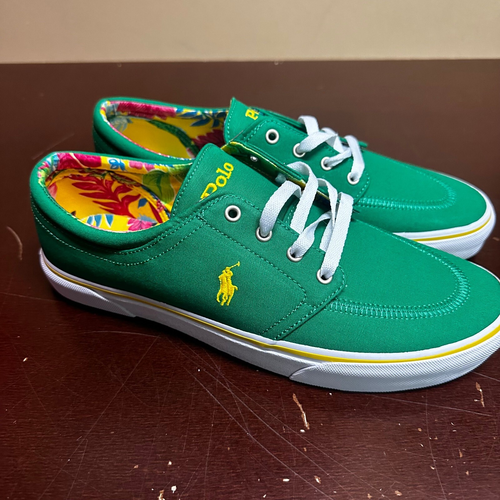 ★ラルフ ローレン★Faxon X★Green Polo Ralph Lauren Mens Green Faxon X Lace Up Low Top Sneaker