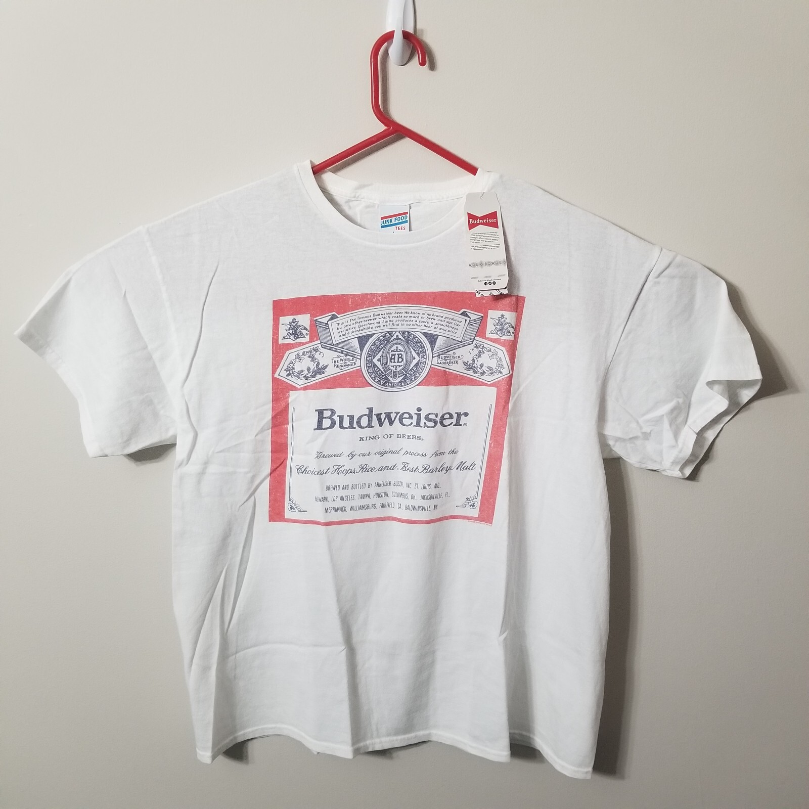 Budweiser Junk Food Tees Mens T-Shirt Size L Large