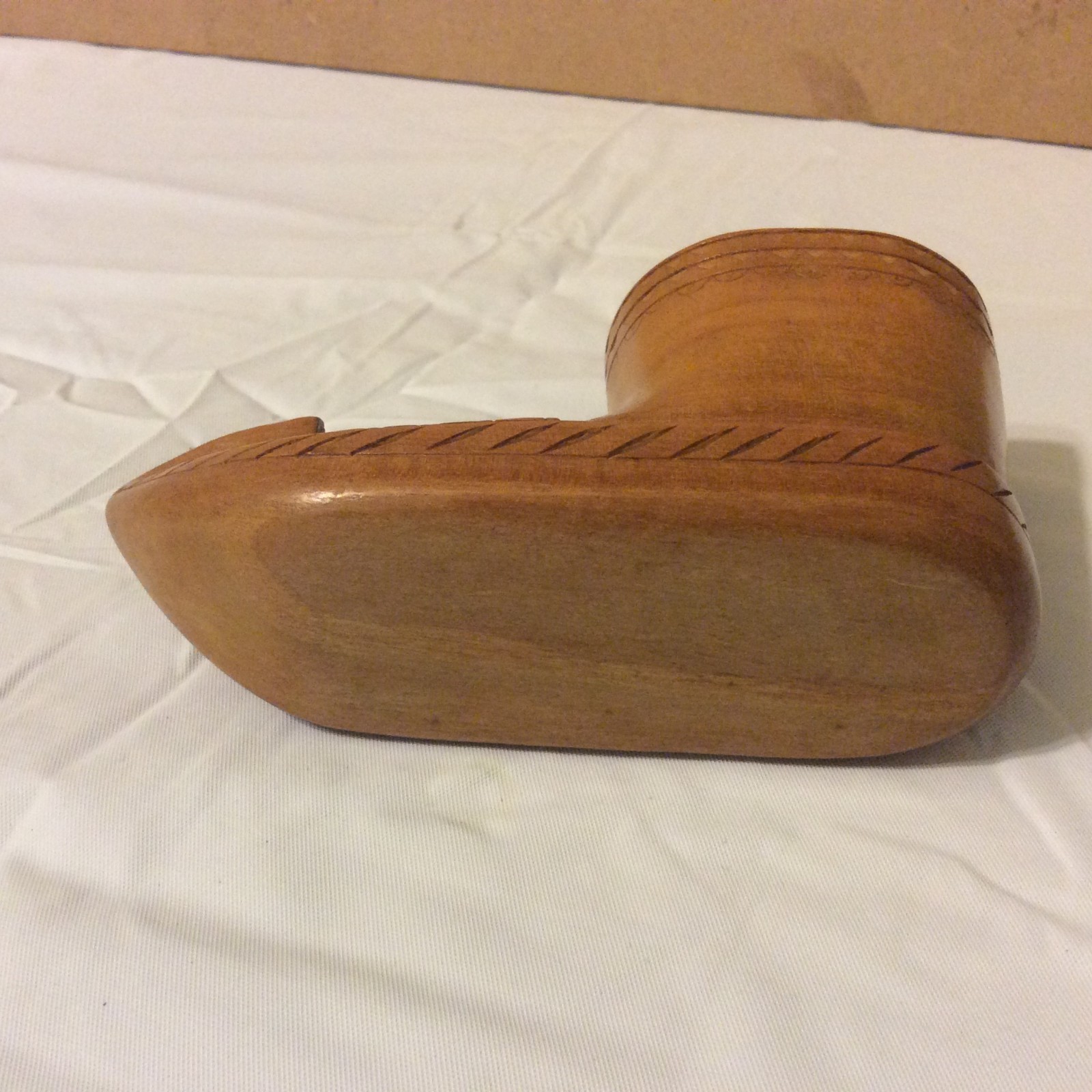 Vintage Hand Carved Wooden Shoe