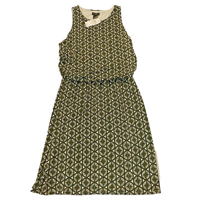 Ann Taylor Factory Women's Size Small Dress Green Geometric Sleeveless NEW