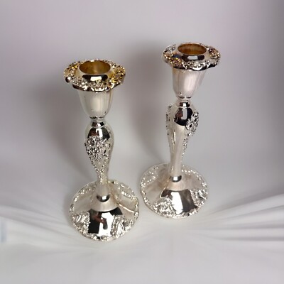 Godinger Candlesticks 20th Century Baroque Silver Plated Holder Taper Vintage 8 