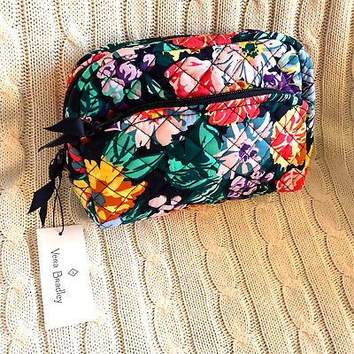 Vera Bradley Medium Cosmetic Bag Happy Blooms Floral Travel NWT MSRP 35
