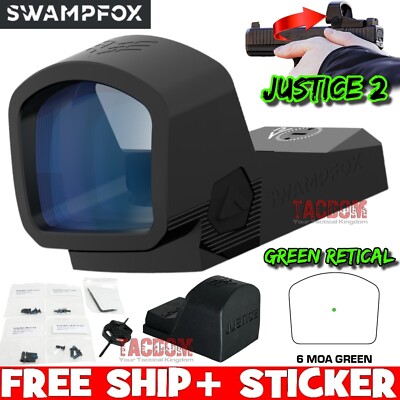 Swampfox Justice II 2 RMR 6 MOA 1X30 GREEN Dot OPTIC Sight JTC2130-6G AUTHENTIC!