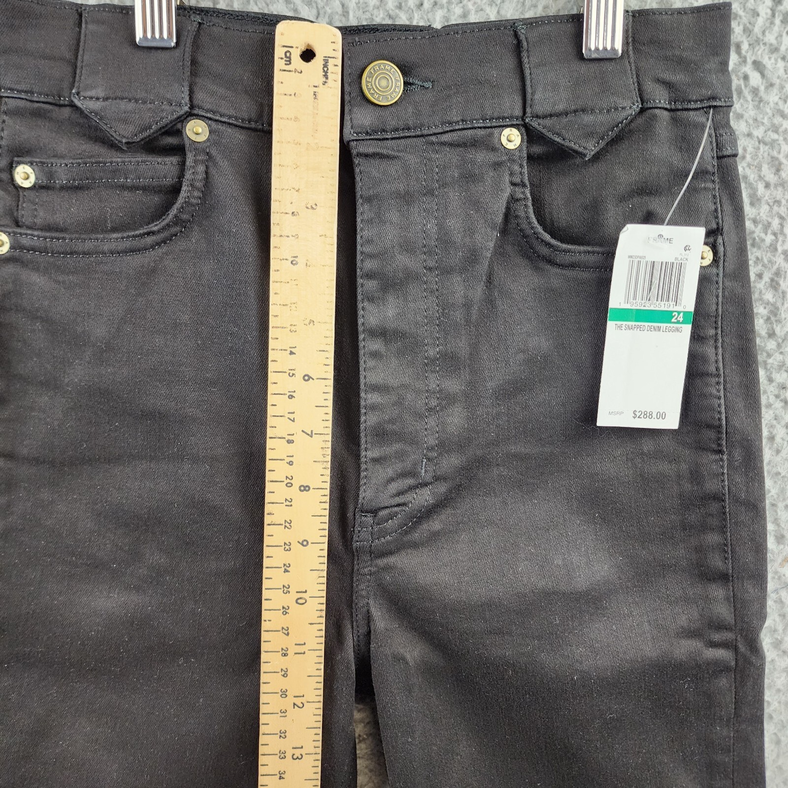 FRAME The Snapped High Rise Cropped Skinny Jeans Women's 24 Black Button Zip - Picture 7 of 14