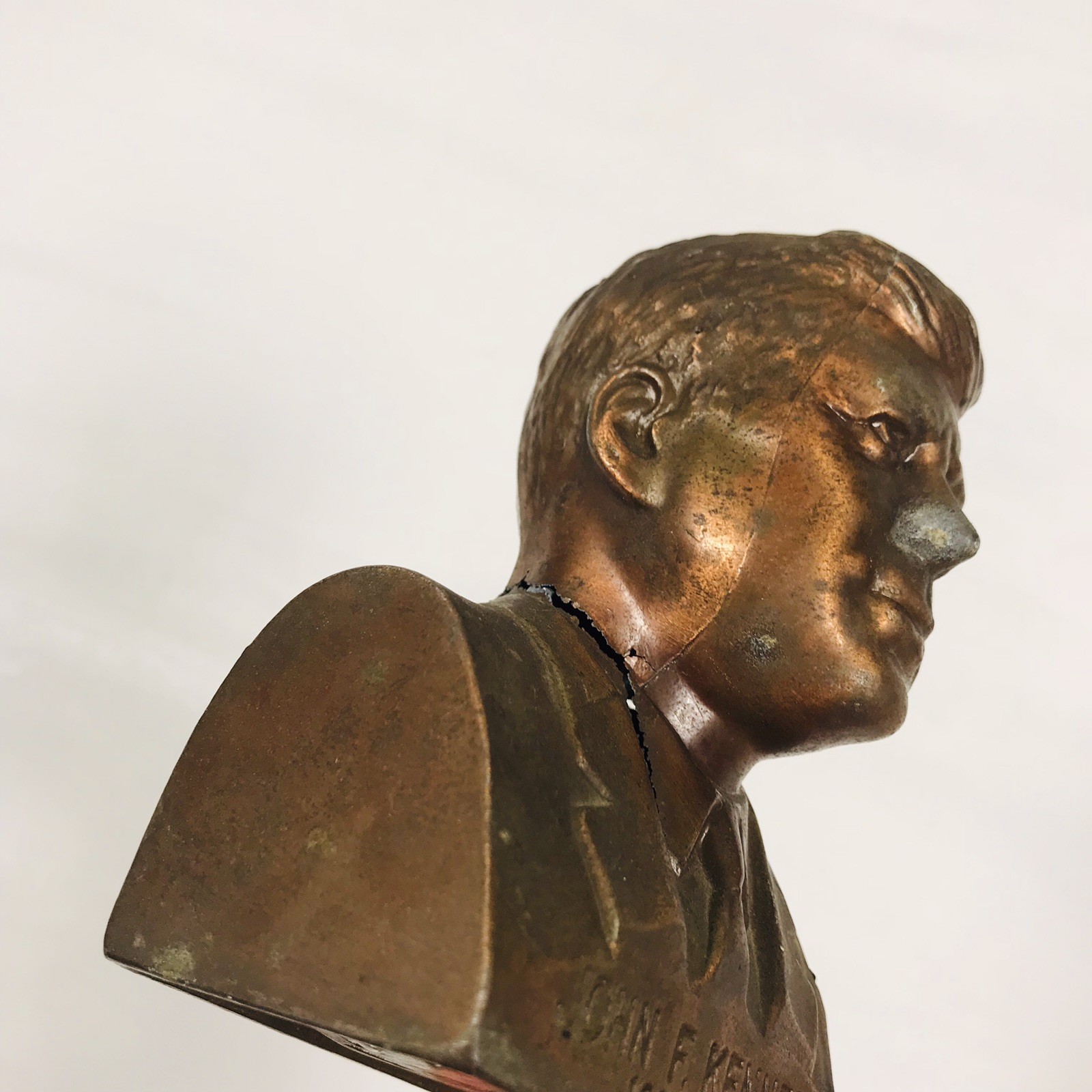 Vintage John F. Kennedy Die Cast Metal Advertising Coin Bank Bay State Federal