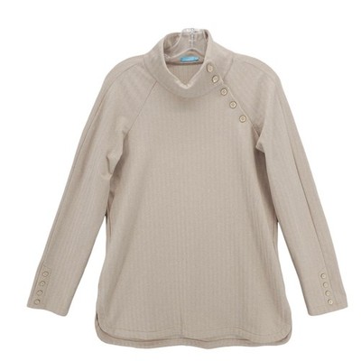 J MCLAUGHLIN Marissa Tunic Top Beige Chevron Button Detail Pockets SMALL