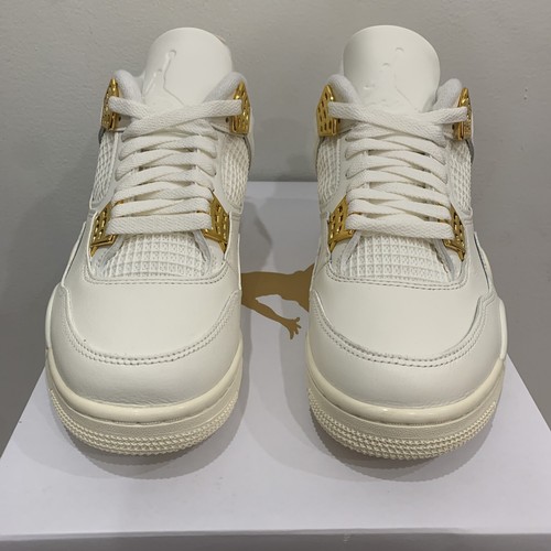 Pre-owned Jordan Air  4 Retro Metallic Gold 2024 Women Size 12w/10.5m Aq9129-170 In White