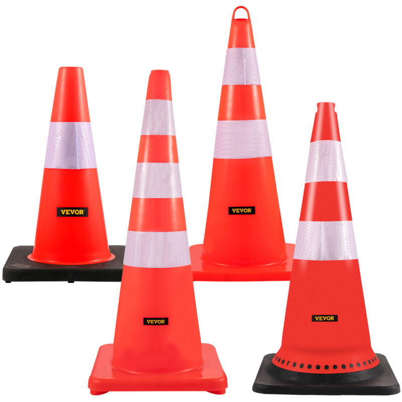 VEVOR 12PCS Safety Traffic Cones 18"/28"/30"/36" Orange with Reflective Collars