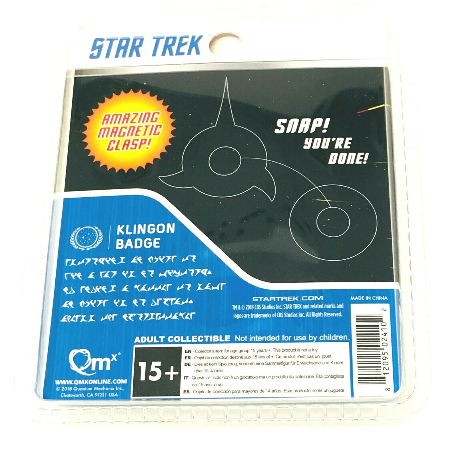 Star Trek Klingon Emblem Badge Replica Zinc Alloy Quantum Mechanix 2018 NEW