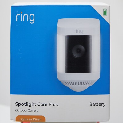 Ring - Spotlight Cam Plus Outdoor/Indoor Wireless 1080p Battery Camera - White