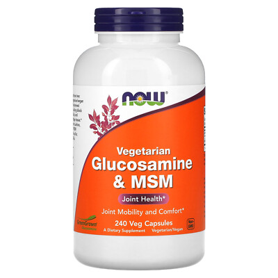 Now Foods Vegetarian Glucosamine MSM 240 растительных капсул с гарантией качества GMP,