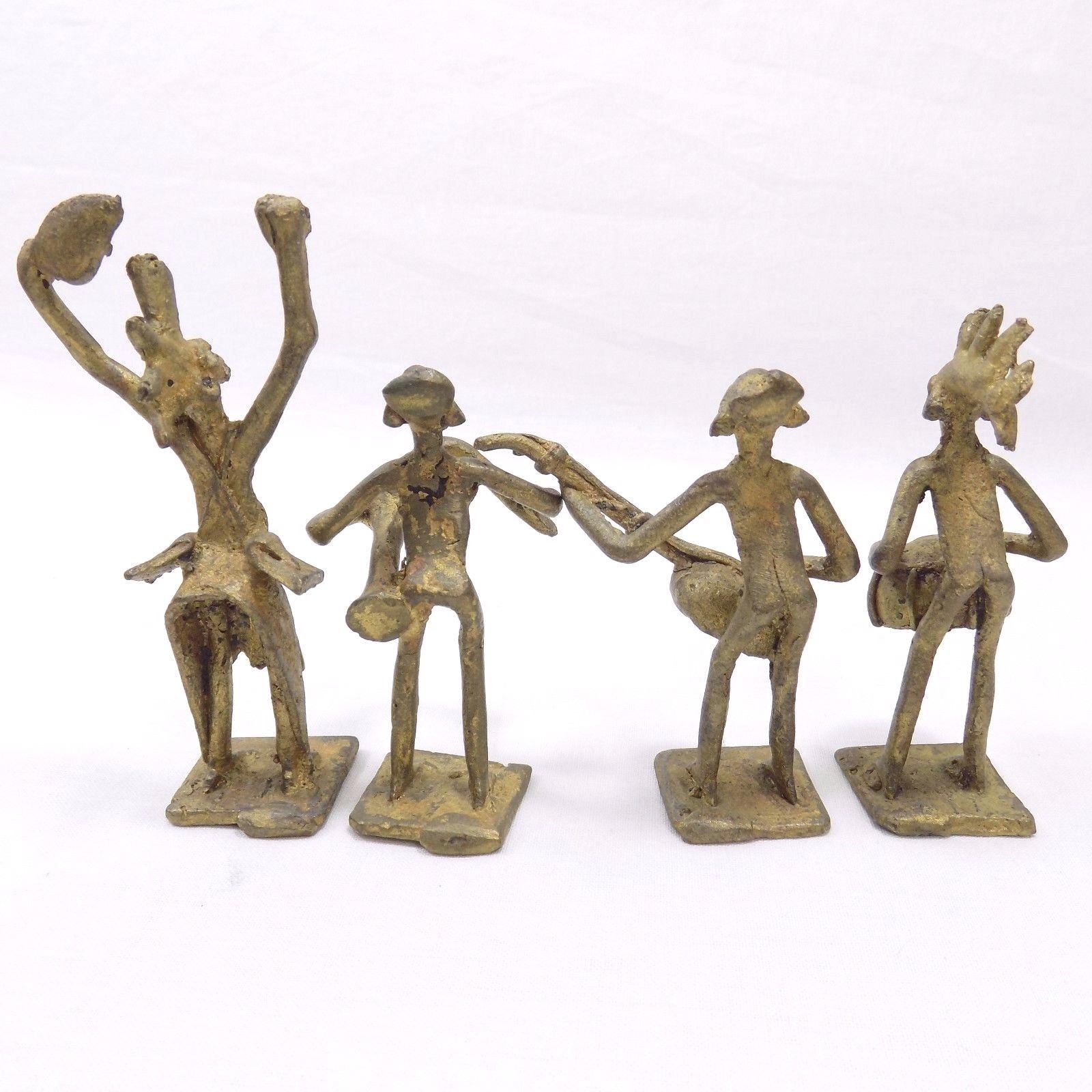 Tribal Music Figures African Ashanti Bronze Brass Akan Gold Weight Lot Of 7 (2)