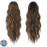 FESHFEN Ponytail Extensions - Drawstring Ponytails Hair Extension Long Curly Wavy Hair Piece Synthetic Pony Tail Hairpieces for Women, Black Brown Mix Golden Blond 18 inch