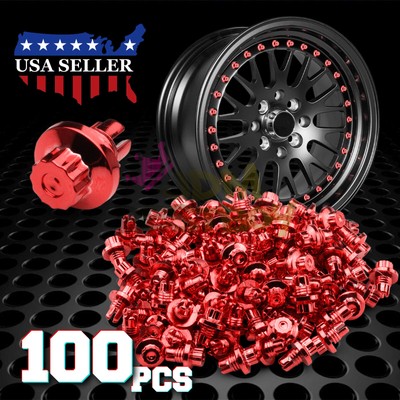 100pcs Flat Wheel Rivets For Wheels / Rims JDM Lip PC-WRL02