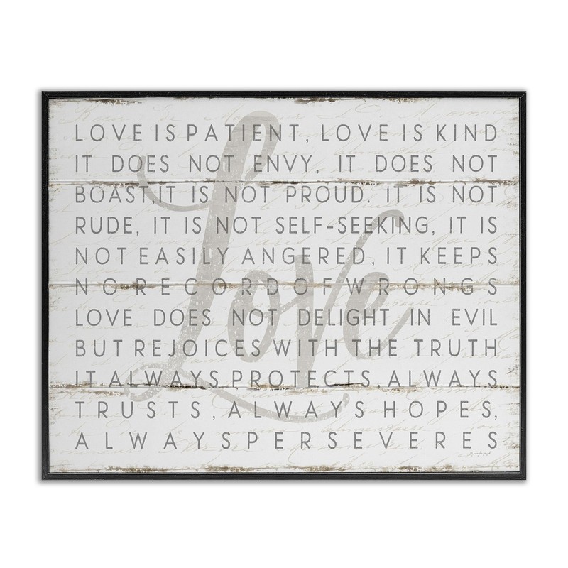 Jennifer Pugh's Framed Giclee Art - Grey 'Love Is Patient'