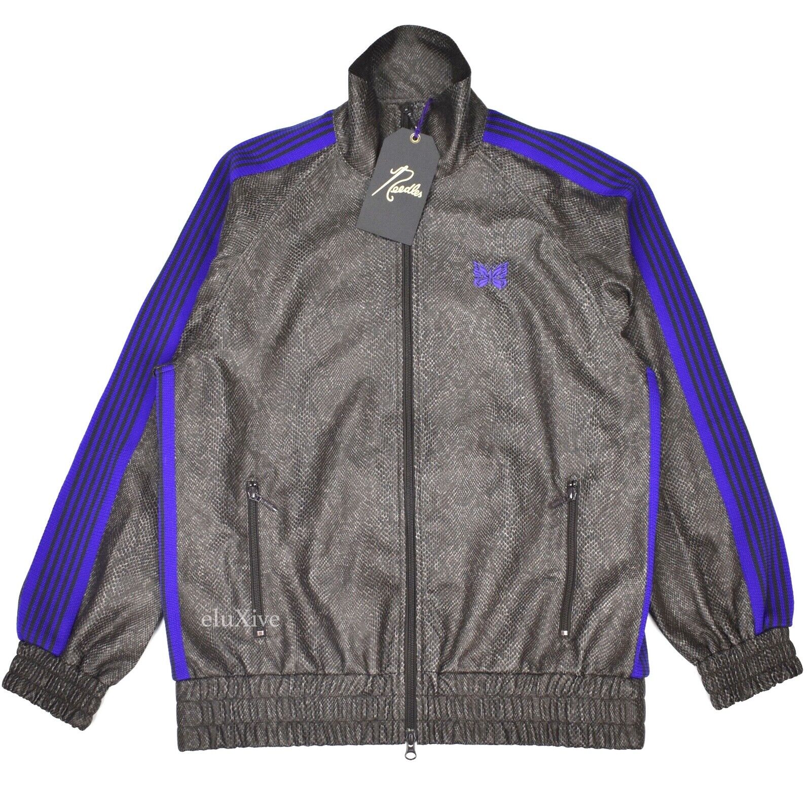 NWT $580 Needles JAPAN Python Print Track Jacket Gray Purple NWT $580 Needles JAPAN Python Print Track Jacket Gray Purple