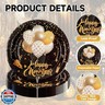 50pcs New Year Paper Plates, 2026 Happy New Years Eve Party Supplies 9inand7in Disposable Black and Gold Dinner Plate Tableware Set for New year Holidays Firework Celebration Supplies Decorations
