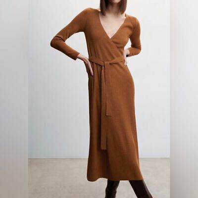 New Mango MNG Bow knitted dress, women Size large, size US 8
