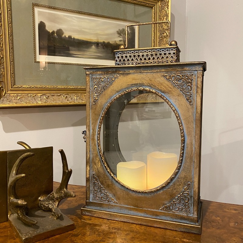 Metal Lantern With Glass