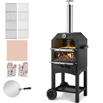 12" Outdoor Pizza Oven Portable Wood Pellet Pizza Oven Baked Paint Camping