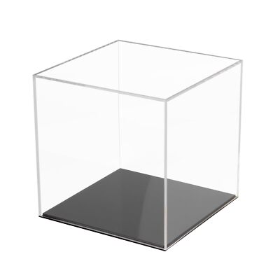 6x6x6 Inch Clear Acrylic Cube Display Box with Black Base for Figures Toys