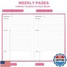 Daily and Monthly Planner for 2025 2026 or Anytime - ADHD Planner Two Pages Per Day, Daily Planner Undated to Increase Focus, Eliminate Overwhelm, Achieve Your Biggest Goals, 5.8'' × 8.3'', Pink