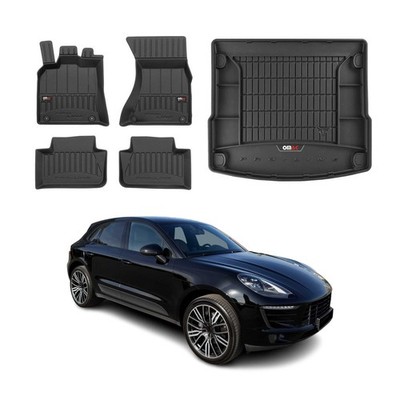 OMAC Premium Floor Mats & Cargo Liners for Porsche Macan 2015-2024 Black 5 Pcs