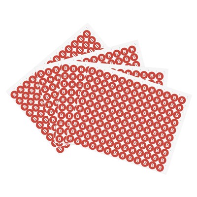 Round Letter Stickers, 20mm Dia Letter B Self Adhesive PVC Label Red 500 Pcs