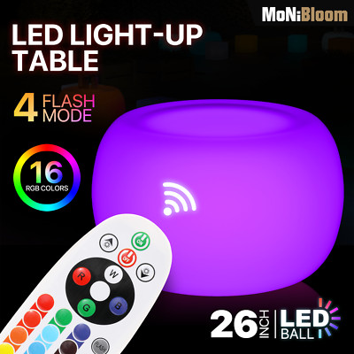 LED 16 Colors Changing Drum Shape Luminous Table Light Up Pub Bar Table w/Remote