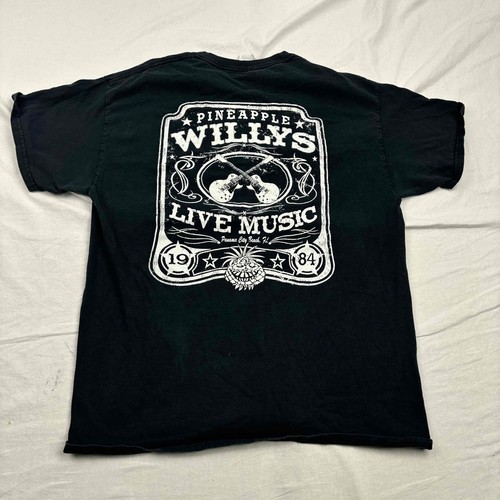 Gildan Mens Pineapple Willys Panama Beach Florida Live Music Tshirt Black L