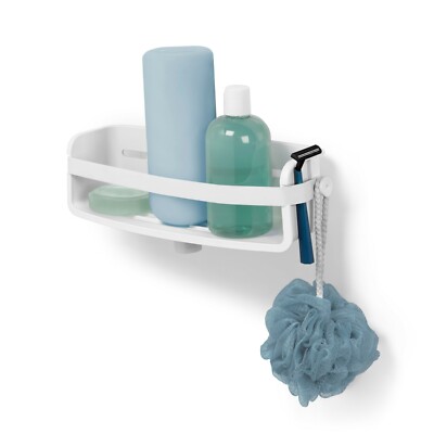 Umbra Flex Shower Bin With Gel-Lock Technology Suction Cups White