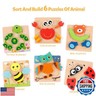 Coogam Wooden Jigsaw Puzzle Set, 6 Pack Animal Shape Color Montessori Toy, Fine Motor Skill Early Learning Preschool Educational Gift Game for Years Old Kids