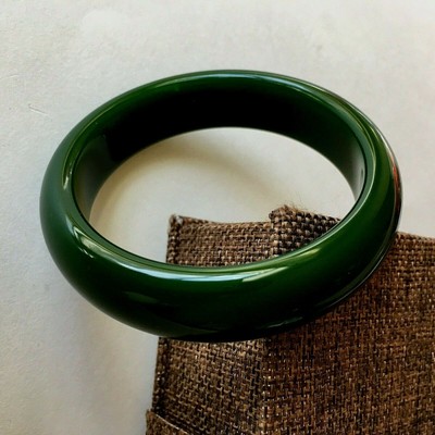 Genuine Natural Oily Green Nephrite Hetian Jade Bangle 58.5mm W/ Certificate New